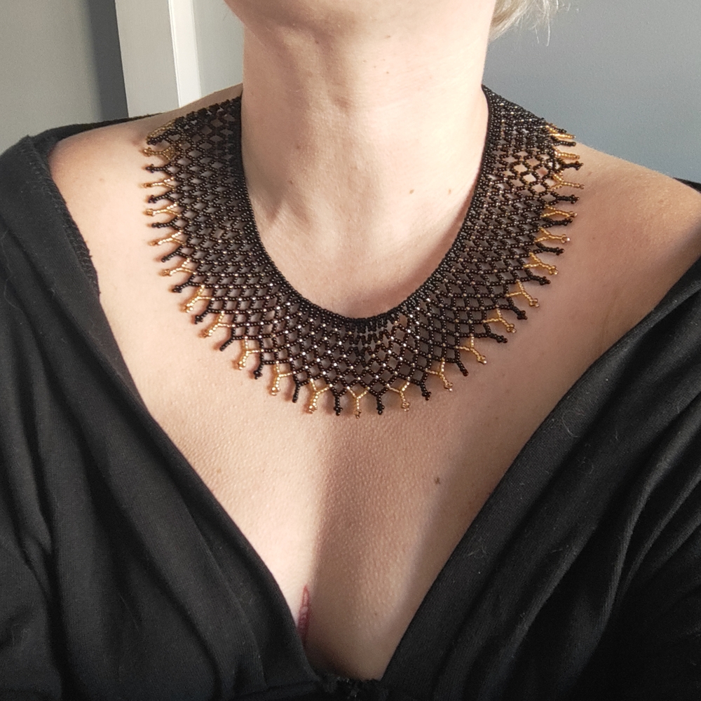 Elegant Black and Gold Beaded Necklace